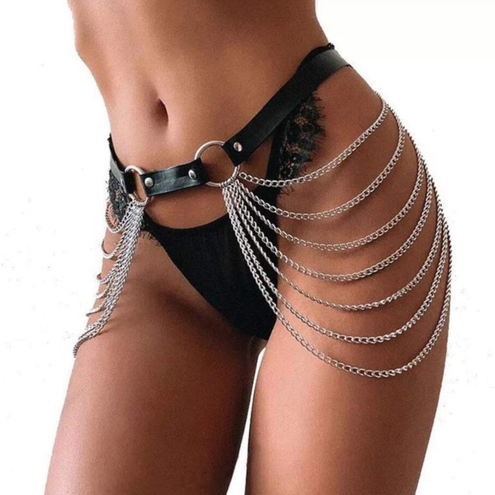Faux Leather Punk Waist Chain